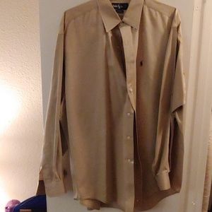 Men's Beige Ralph Lauren Polo Dress Shirt